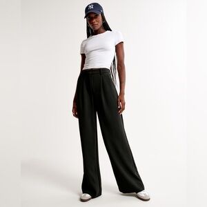 Abercrombie & Fitch Black Wide-Leg Trousers